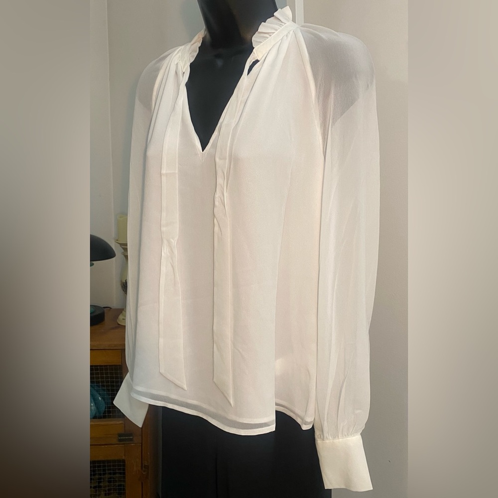 Rebecca Minkoff Viko Chiffon Top. Color: White. Size: S. - Picture 6 of 8